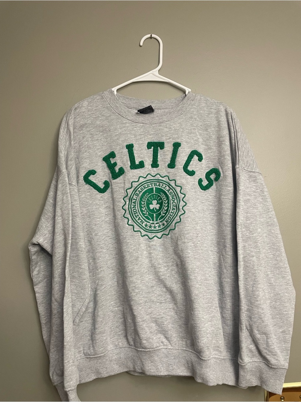 NBA Gray Sweatshirt with Green Celtics Emblem